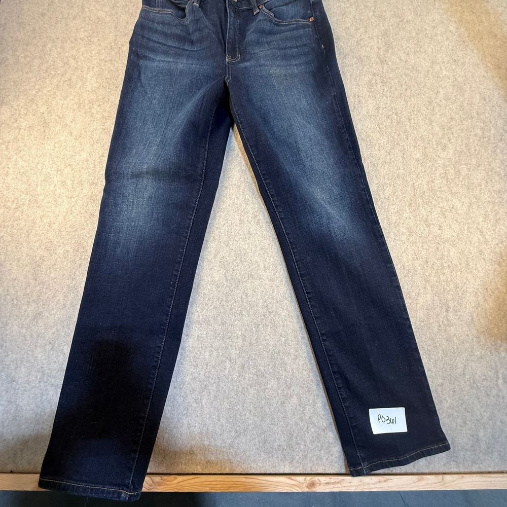Talbots Womens Straight Leg Jeans Dark Wash Blue Denim Size 8 High Rise Classic